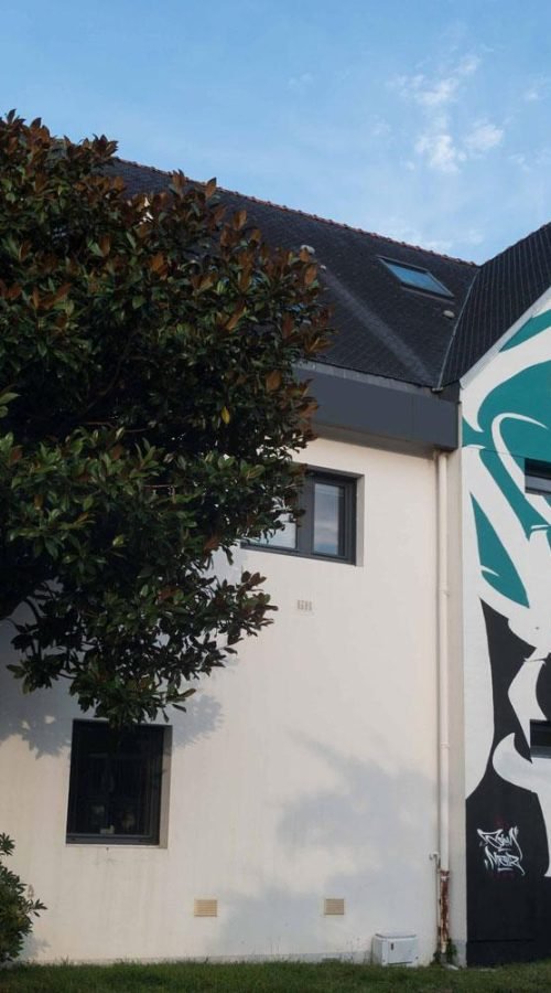 Retrato moderno de Mulán y dragón oriental en mural artístico en Queven