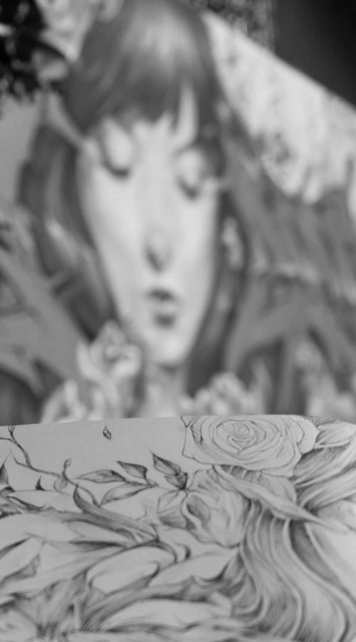 Mural graffiti Angel Cry en colegio Camilo José Cela