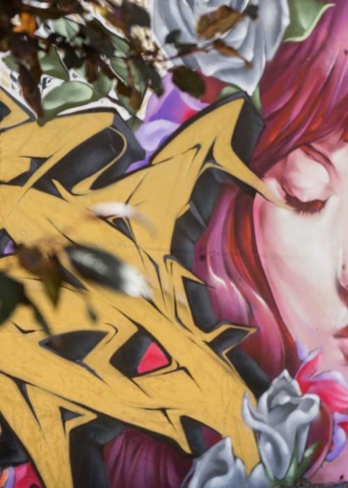 Mural graffiti Angel Cry en colegio Camilo José Cela