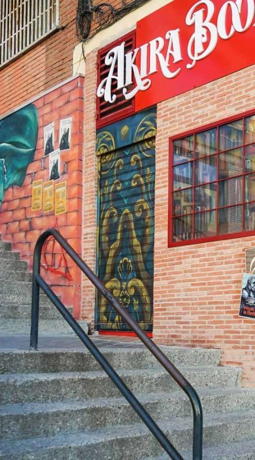 Mural de Akira Books con trampantojo, Nagini y pósters de Harry Potter
