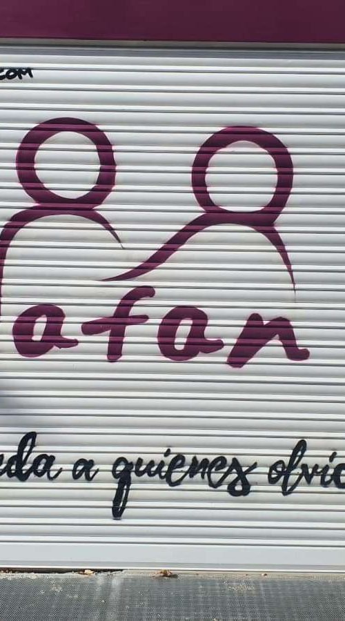 Graffiti en cierre de persiana para AFAN en Pamplona