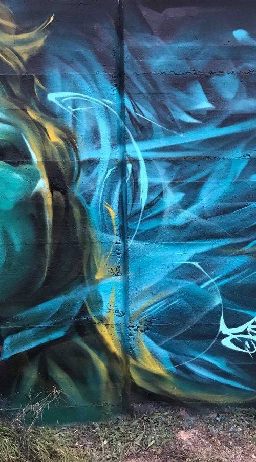 Mural realista de Lagertha y barco vikingo en tormenta