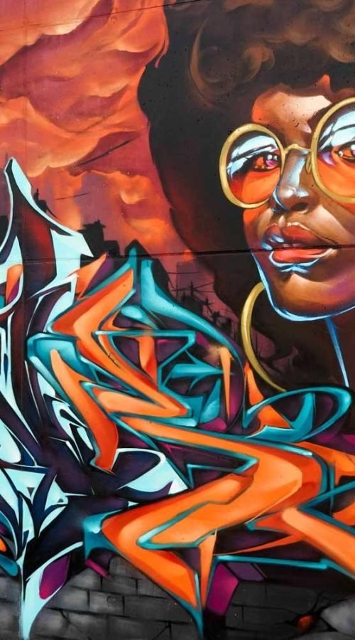 Graffiti urbano en Wiesbaden para inauguración de skatepark