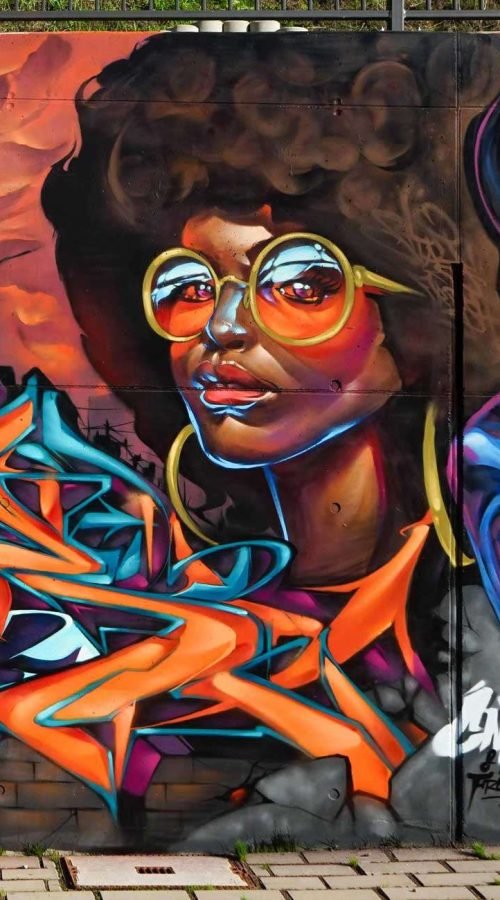 Graffiti urbano en Wiesbaden para inauguración de skatepark