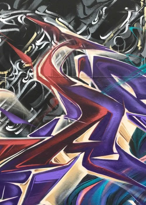 Mural de graffiti con mujer y trazos salvajes en el Colegio Gregorio Marañón