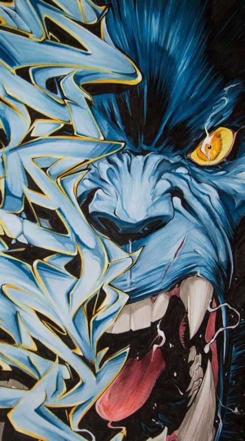 Ilustracion a color para comic de Bestia