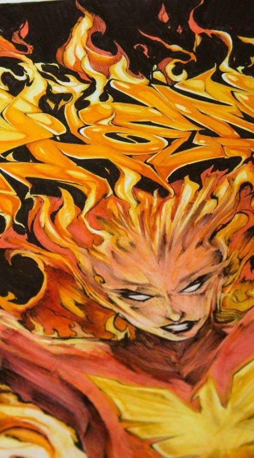 Ilustración personalizada cómic fenix xmen