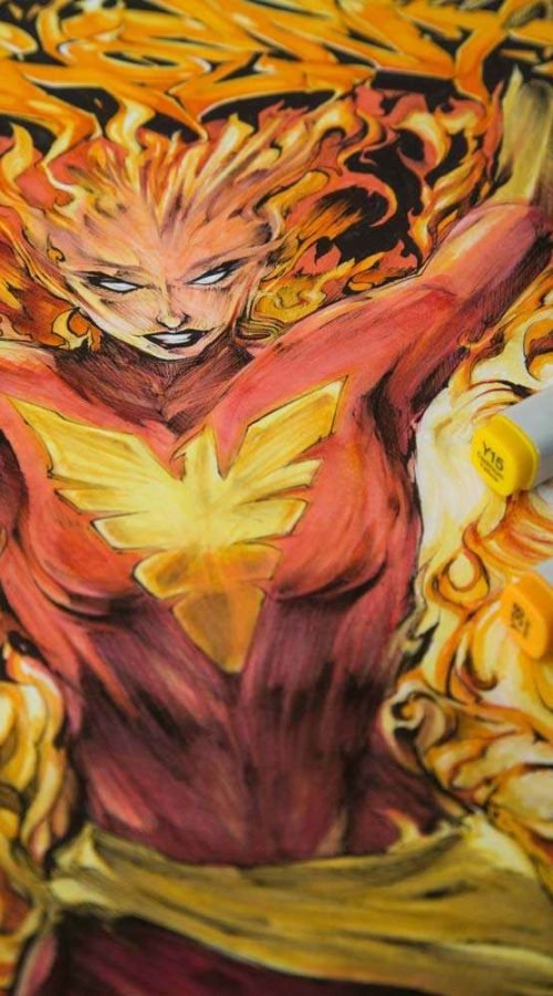 Ilustración personalizada cómic fenix xmen