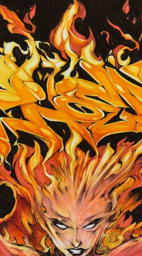 Ilustración personalizada cómic fenix xmen