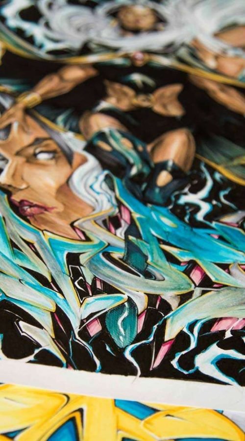 Ilustración personalizada cómic tormenta xmen