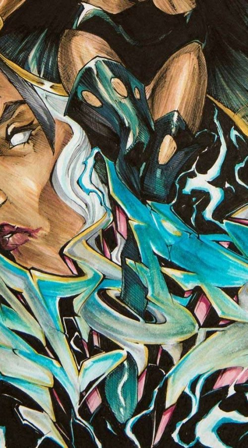 Ilustración personalizada cómic tormenta xmen