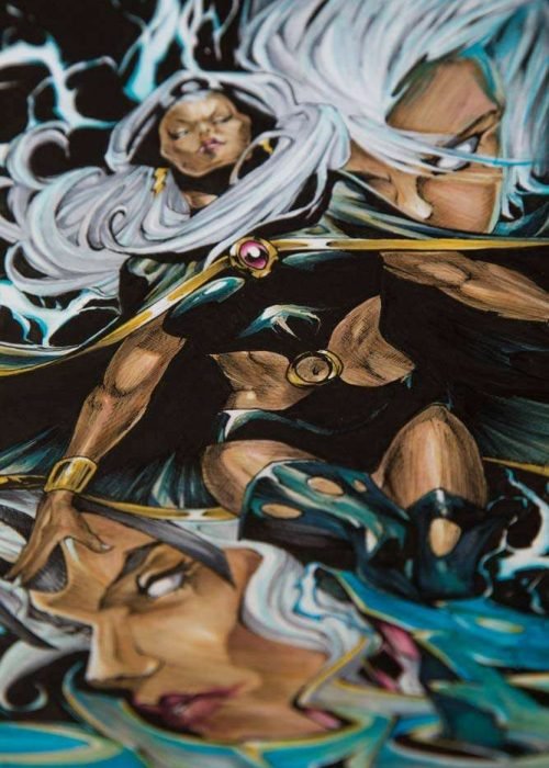 Ilustración personalizada cómic tormenta xmen