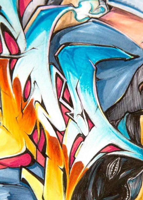 Ilustración graffiti a color hecha por encargo
