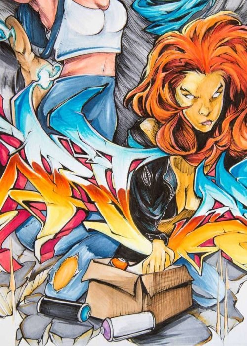 Ilustración graffiti a color hecha por encargo