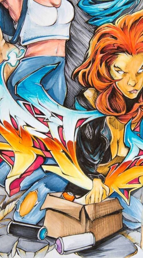 Ilustración graffiti a color hecha por encargo