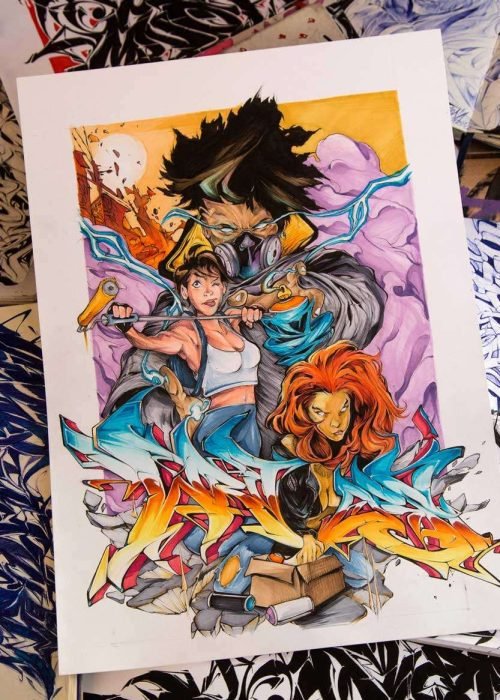 Ilustración graffiti a color hecha por encargo