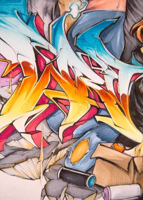 Ilustración graffiti a color hecha por encargo