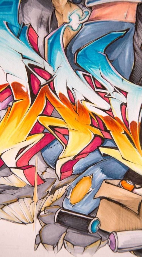 Ilustración graffiti a color hecha por encargo