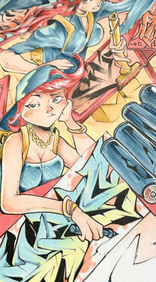 Ilustración graffiti a color con estilo artístico urbano