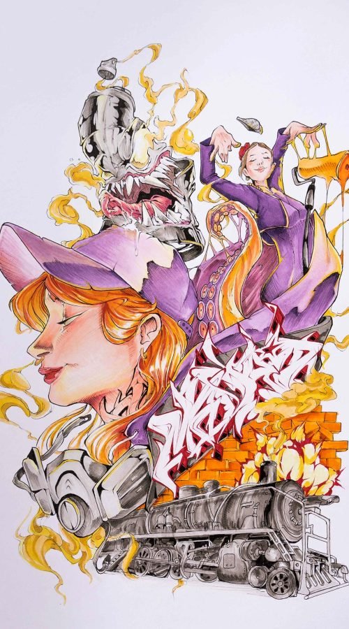 Diseño artístico estilo graffiti a todo color