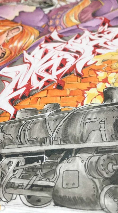 Diseño artístico estilo graffiti a todo color