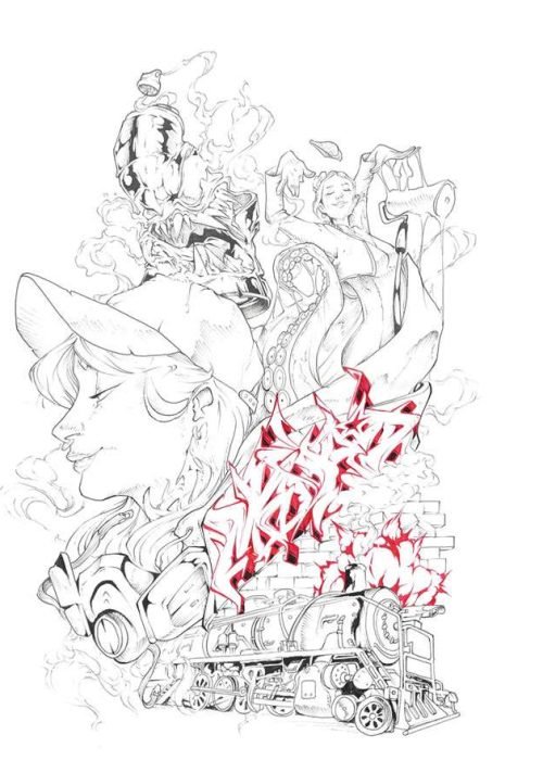 Diseño artístico estilo graffiti a todo color