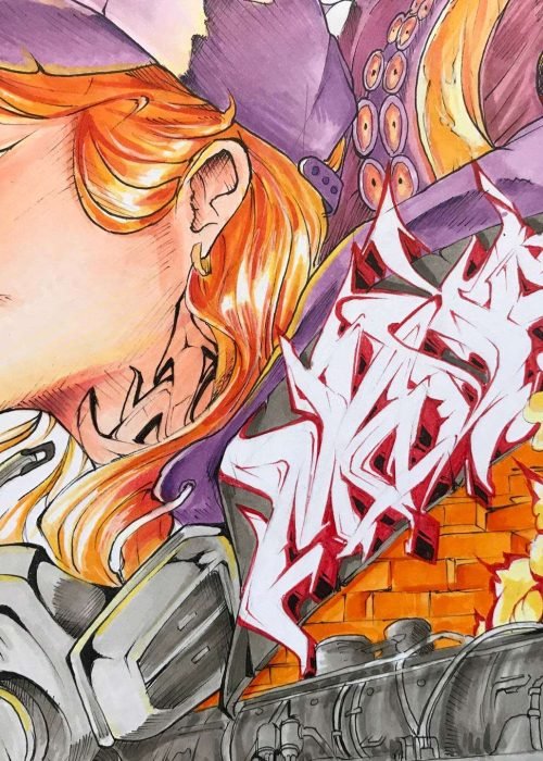 Diseño artístico estilo graffiti a todo color