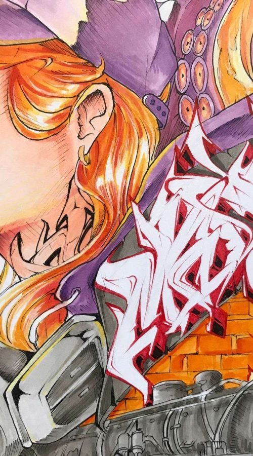 Diseño artístico estilo graffiti a todo color