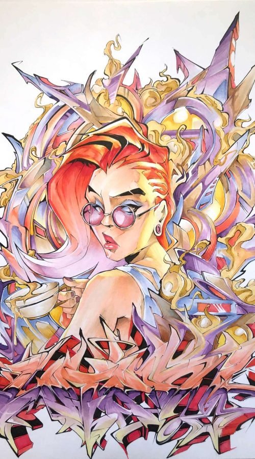 Ilustración estilo graffiti personalizada a color