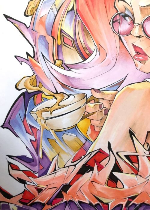 Ilustración estilo graffiti personalizada a color