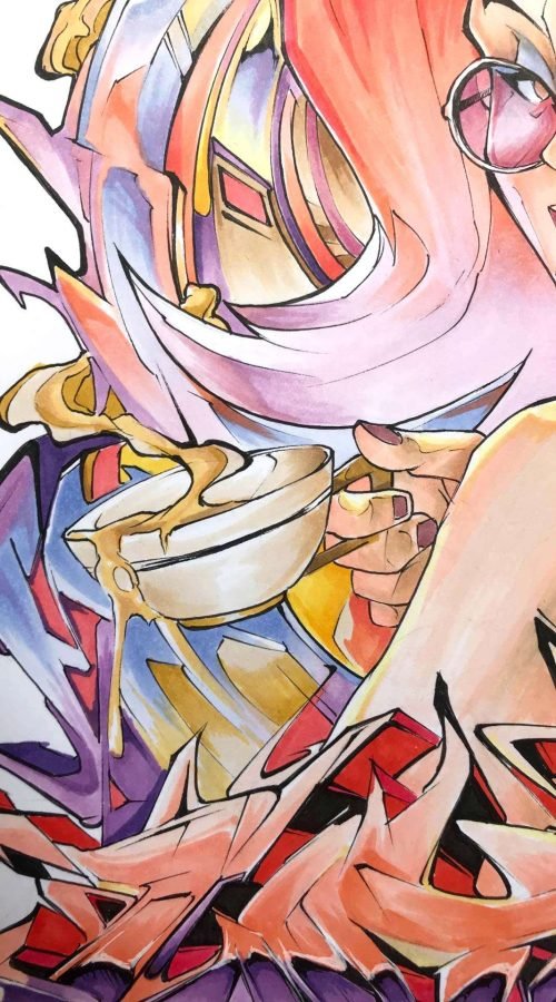 Ilustración estilo graffiti personalizada a color