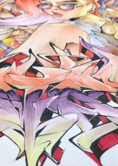 Ilustración estilo graffiti personalizada a color