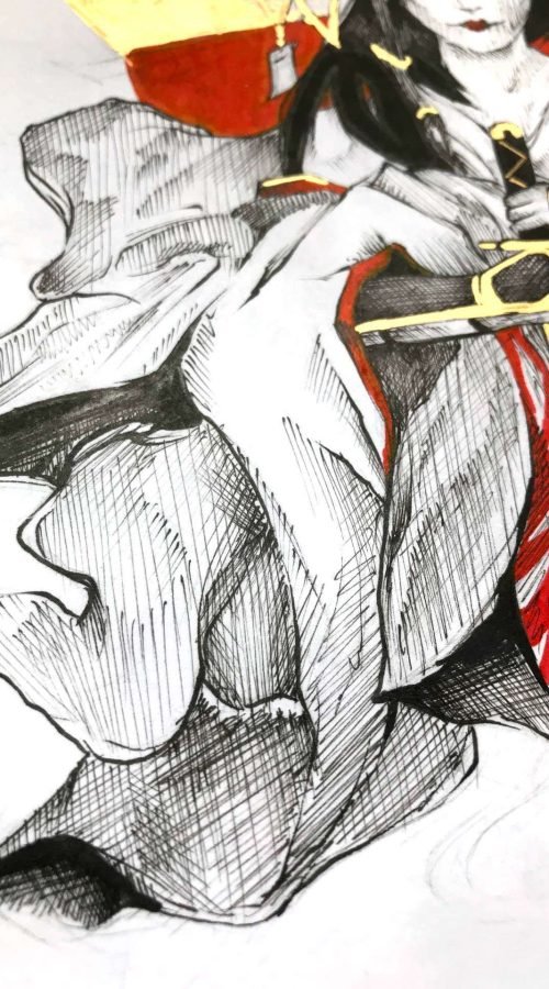 Ilustración de fantasía épica hecha por encargo