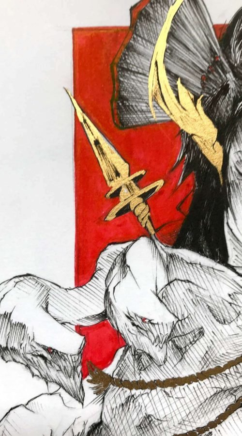 Ilustración de fantasía épica hecha por encargo