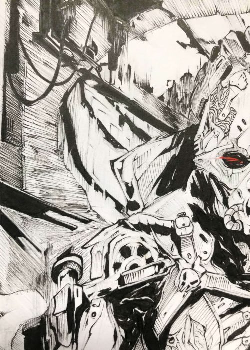 Diseño artístico estilo graffiti monocromo personalizado