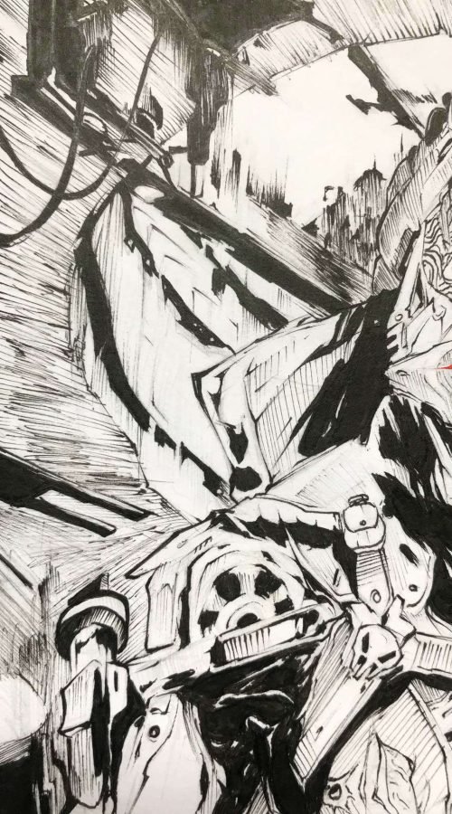 Diseño artístico estilo graffiti monocromo personalizado