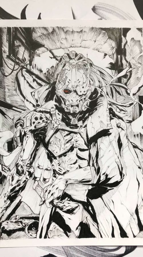 Diseño artístico estilo graffiti monocromo personalizado