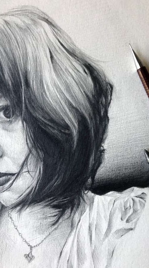 ilustracion retrato personalizado mujer asiatica