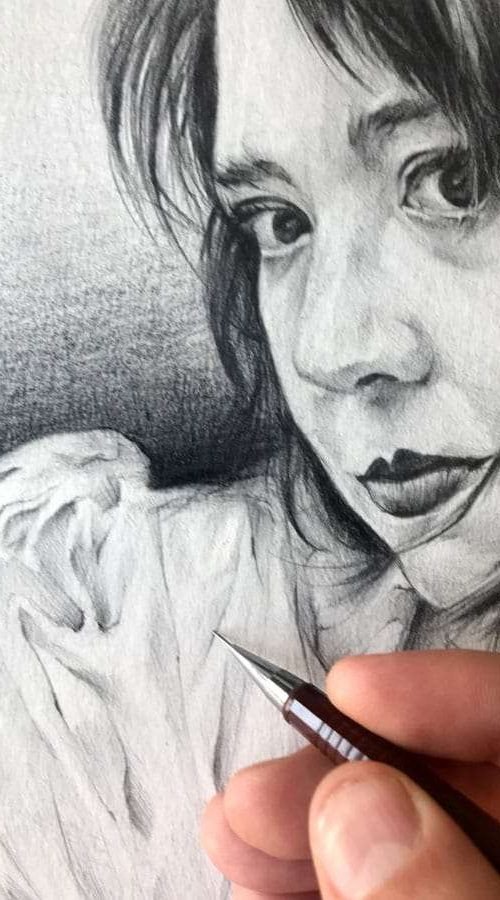 ilustracion retrato personalizado mujer asiatica