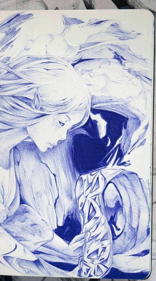 Retrato personalizado sobre cuaderno