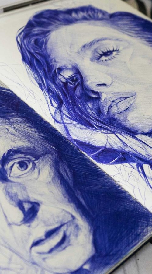 Retrato personalizado sobre cuaderno