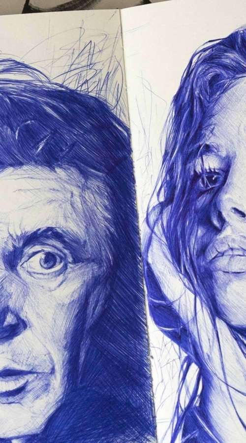 Retrato personalizado sobre cuaderno