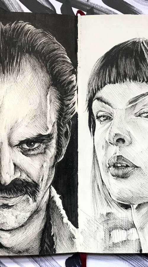 Ilustración de actor o personaje secundario personalizada