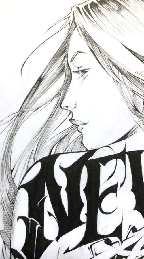 Ilustración urbana graffiti monocromática personalizada