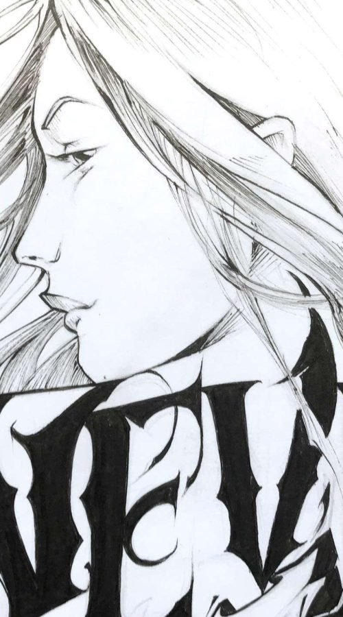 Ilustración urbana graffiti monocromática personalizada