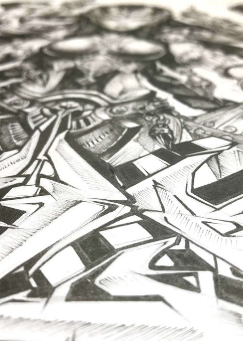 Ilustración estilo graffiti en blanco y negro hecha a medida