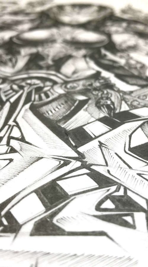 Ilustración estilo graffiti en blanco y negro hecha a medida