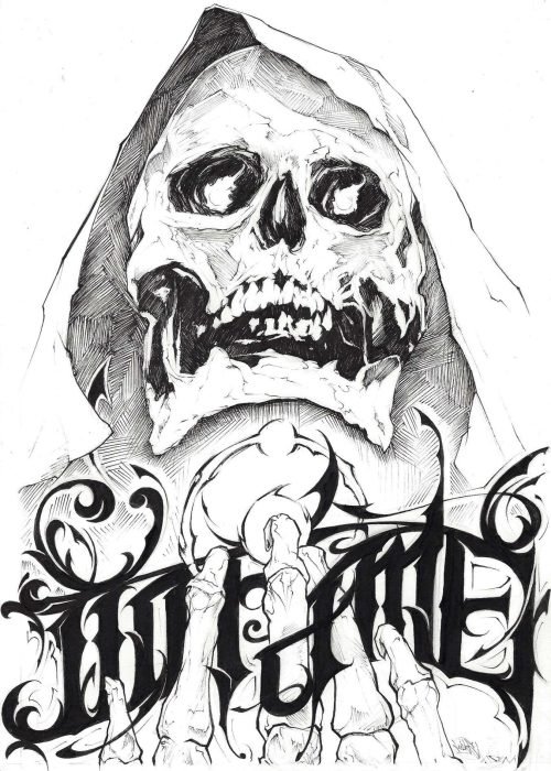 Ilustración graffiti personalizada en blanco y negro