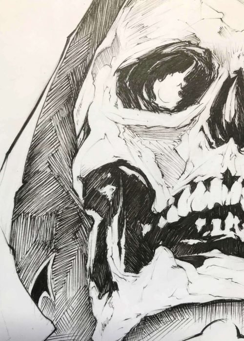 Ilustración graffiti personalizada en blanco y negro