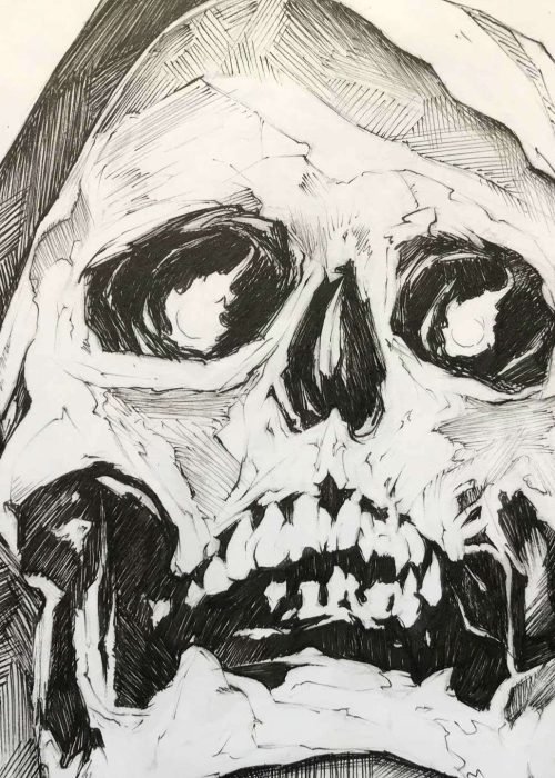 Ilustración graffiti personalizada en blanco y negro